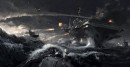 Aircraft carrier in naval battle - Aircraft carrier in naval battle is Battlefield 4 concept art gemaakt door DICE’s concept artist Robert Sammelin. Het complete team achter Battlefield 4\'s concept art bestaat uit Robbert Sammelin, Henrik Sahlström, Sigurd Fernström, Eric Persson & Mattias Häggström. Deze print is hand-genummerd en komt met een Certificaat van Echtheid dat is gesigneerd door het hele team. Prints zijn bovendien gesigneerd via label door een van bovenstaande artiesten.