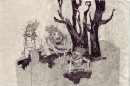 Carbone6 - De tekening Carbone6 maakt deel uit van een serie potloodtekeningen- en collages op Nepalees papier. Emmanuel Malin maakte deze tijdens een Parijse expositie van Carbone Collectif. Dit collectief is een groep jonge Franse kunstenaars die onregelmatig samenwerkt aan projecten en exposities. \n