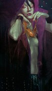 Queen of Staves - Dragon Age Inquisition - Queen of Staves is video game concept art for Dragon Age Inquisition. The image shows Morrigan, one of the major characters from video game series Dragon Age. This digital illustration has been made by BioWare concept artist Casper Konefal for a set expressive and painterly Tarot-like cards in the game Dragon Age Inquisition. These cards depict the mythology and lore of the Dragon Age universe. This original fine art print is a hand-numbered limited-edition and artist-signed via label.