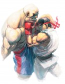 Ryu vs Sagat - Deze illustratie is gemaakt door de Japanse tekenaar Ikeno die aan meerdere Street Fighter games heeft gewerkt. Deze print is concept art voor Streetfighter IV. Een nieuwe feature in Street Fighter IV zijn de overdreven 3D gelaatsuitdrukkingen waar het spel bij impact op inzoomt. Wat goed geïllustreerd wordt door deze conceptplaat.