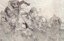 Sauve Qui Peut - De tekening Sauve Qui Peut maakt deel uit van een serie potloodtekeningen- en collages op Nepalees papier. Emmanuel Malin maakte deze tijdens een Parijse expositie van Carbone Collectif. Dit collectief is een groep jonge Franse kunstenaars die onregelmatig samenwerkt aan projecten en exposities. \n