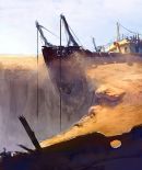 Ravimaris Wreck DS006 - Ravimaris Wreck DS006 is a concept artwork belonging to the Ravimaris Plains, a barren desert wasteland in the fictitious world of Mistbound.