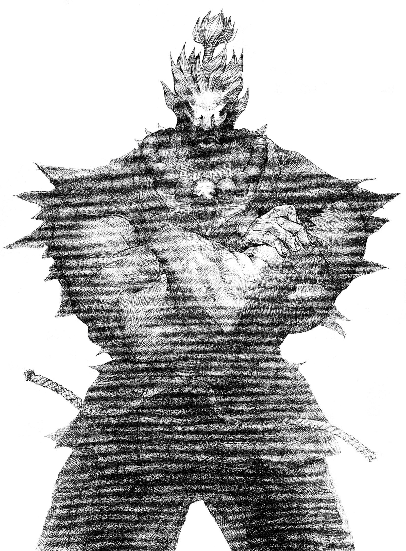 Illustration + digital enhancement Akuma, Super Street Fighter II Turbo, Capcom