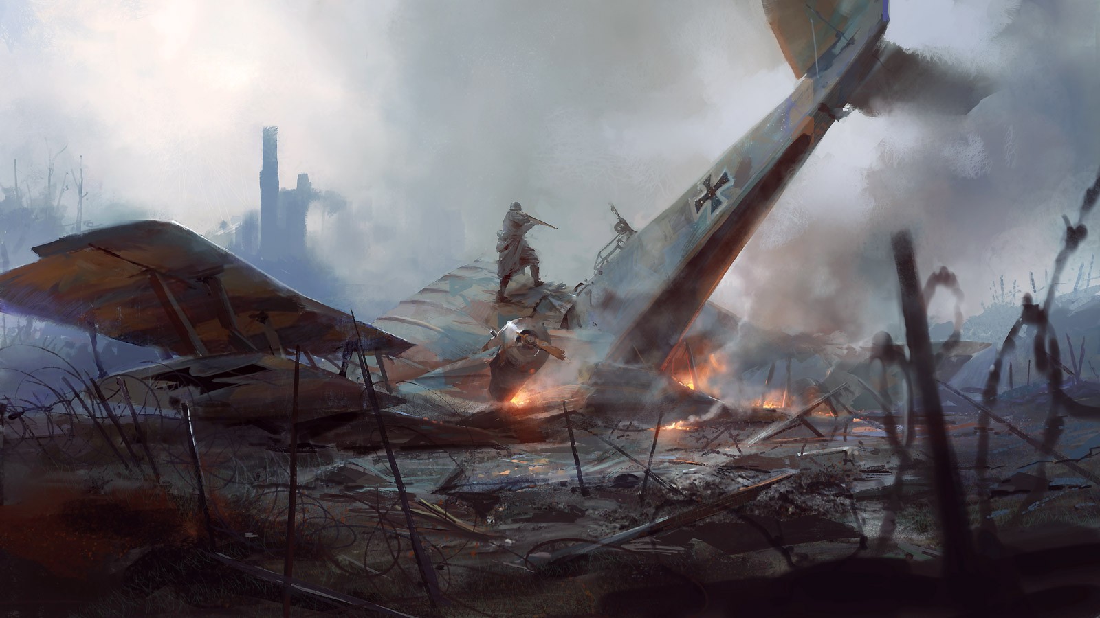 Artwork Trench Hell Plane | Battlefield 1 | DICE | Cook and Becker