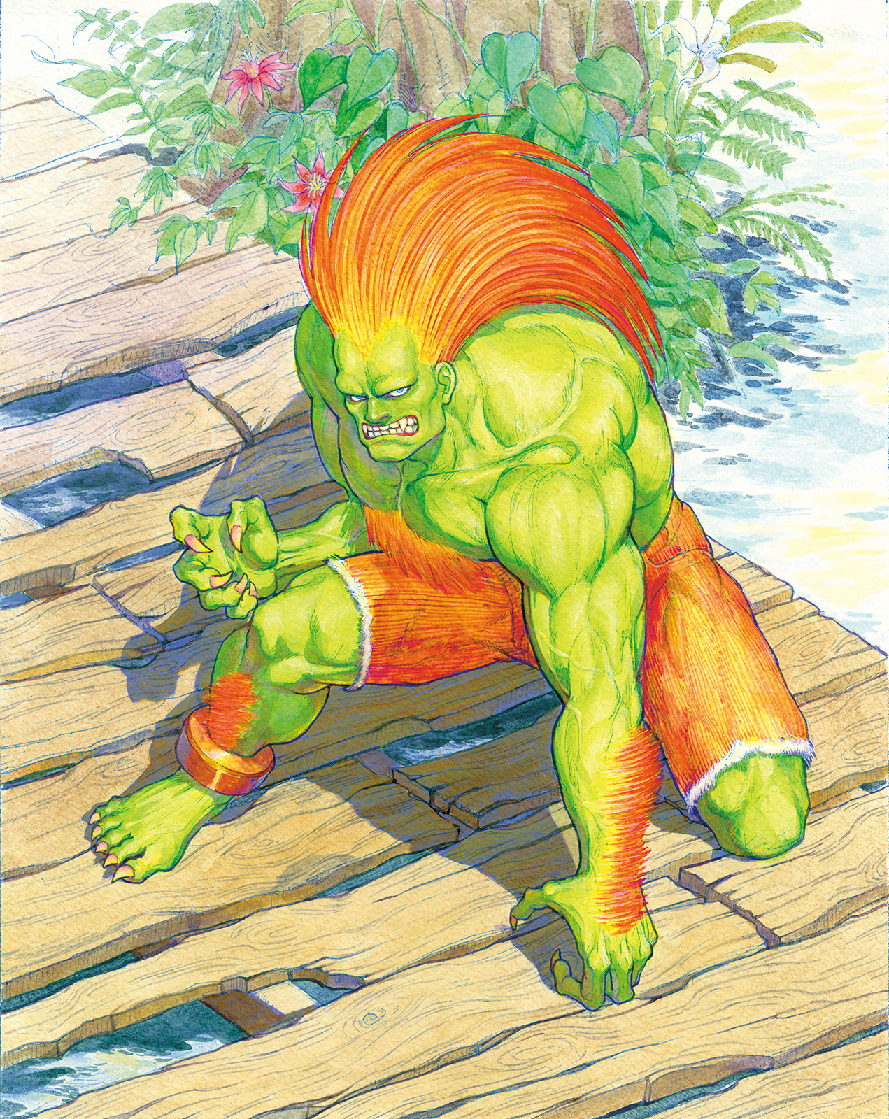 Illustration + digital enhancement Blanka, Street Fighter II, Capcom