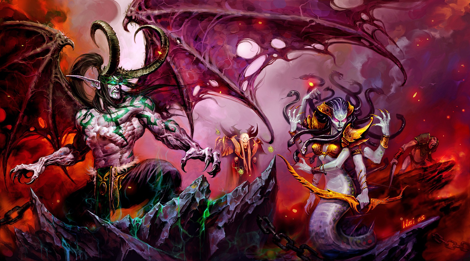 Artwork Illidan, Kael'thas, Lady Vashj and Akama | World of Warcraft